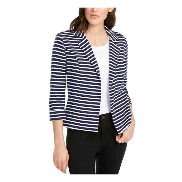 New Maison Jules Striped Cardigan Open Front Cotto - Picture 1 of 2